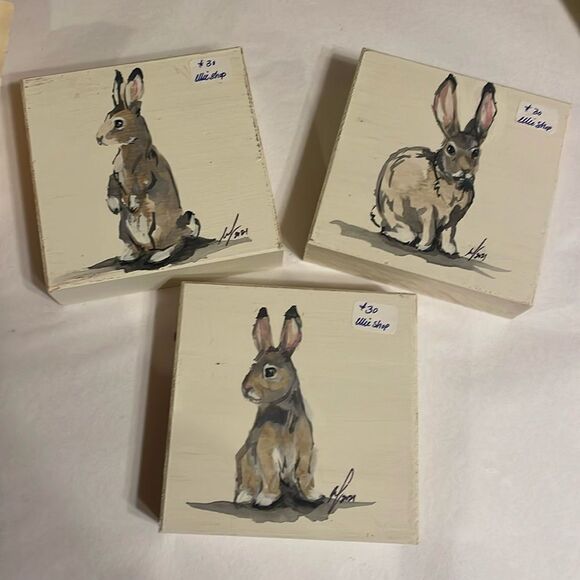 Hand Painted Bunny Squares - Picture 1 of 11